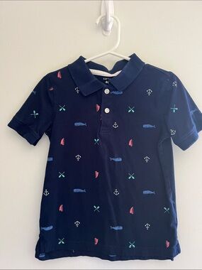 Carter's Navy Nautical Print Polo Shirt - Boys